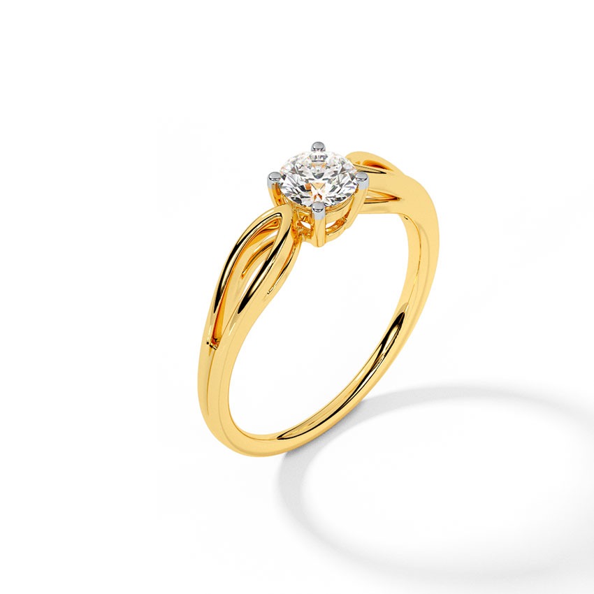 Yue Gold Pear Solitaire Ring