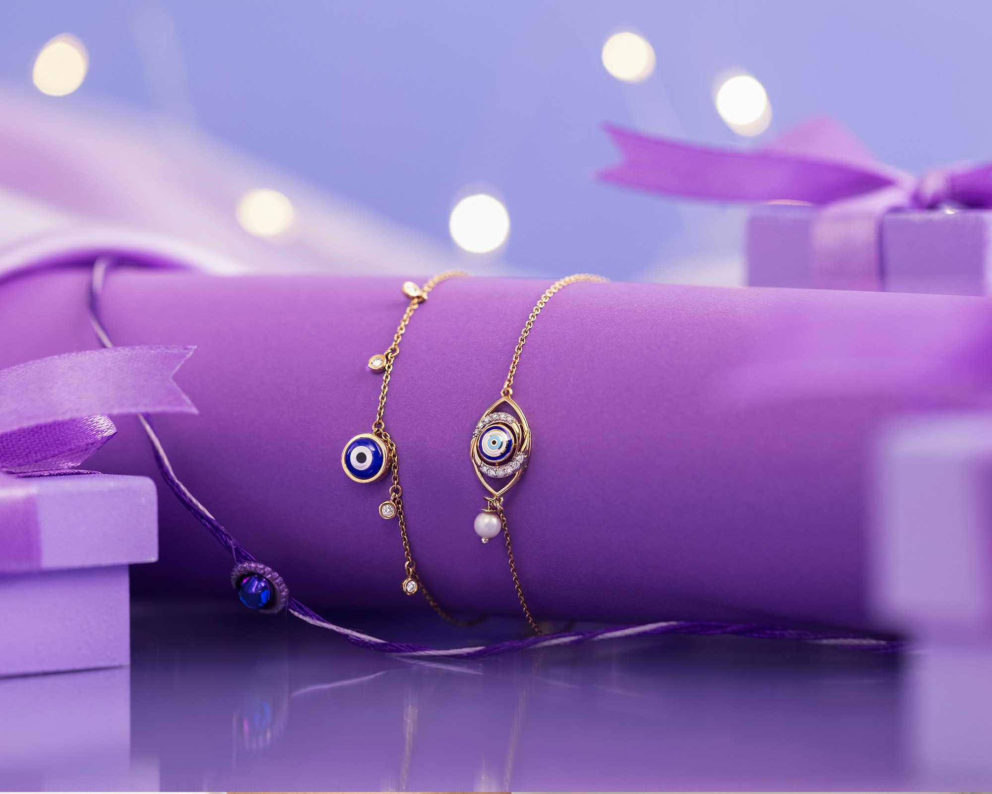 Evil eye bracelet gold rakhi gifts for sister