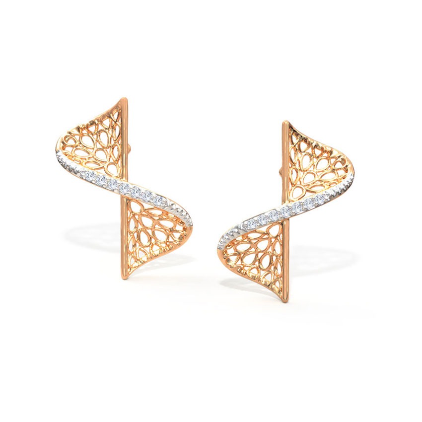 Swerve Twist Diamond Stud Earrings