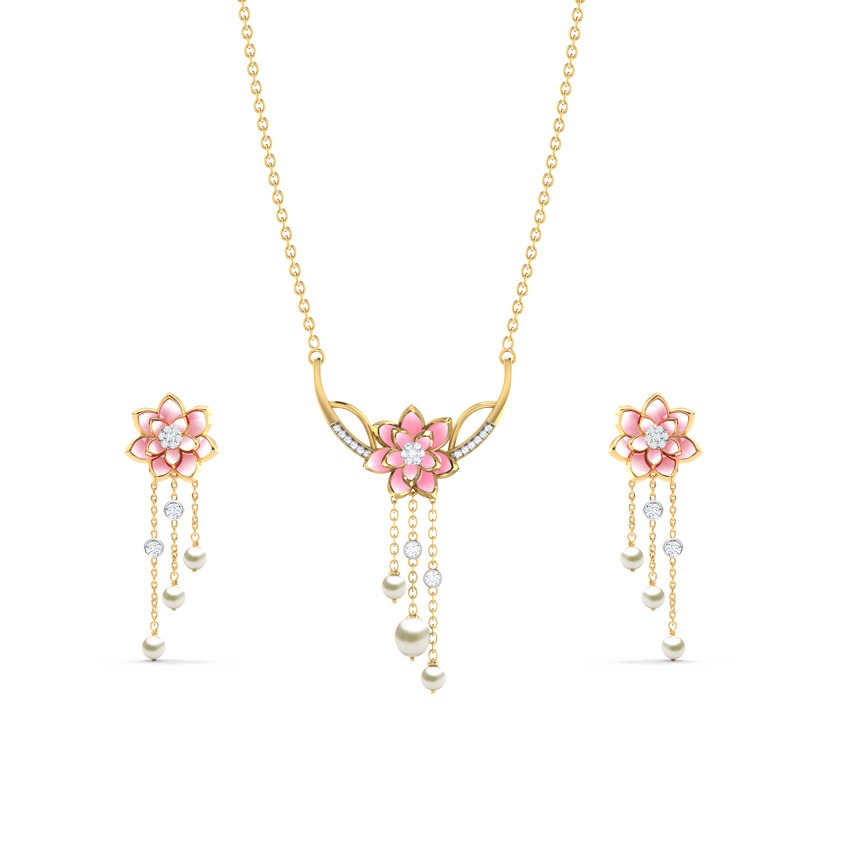 Bloom Lotus Pearl Necklace Set