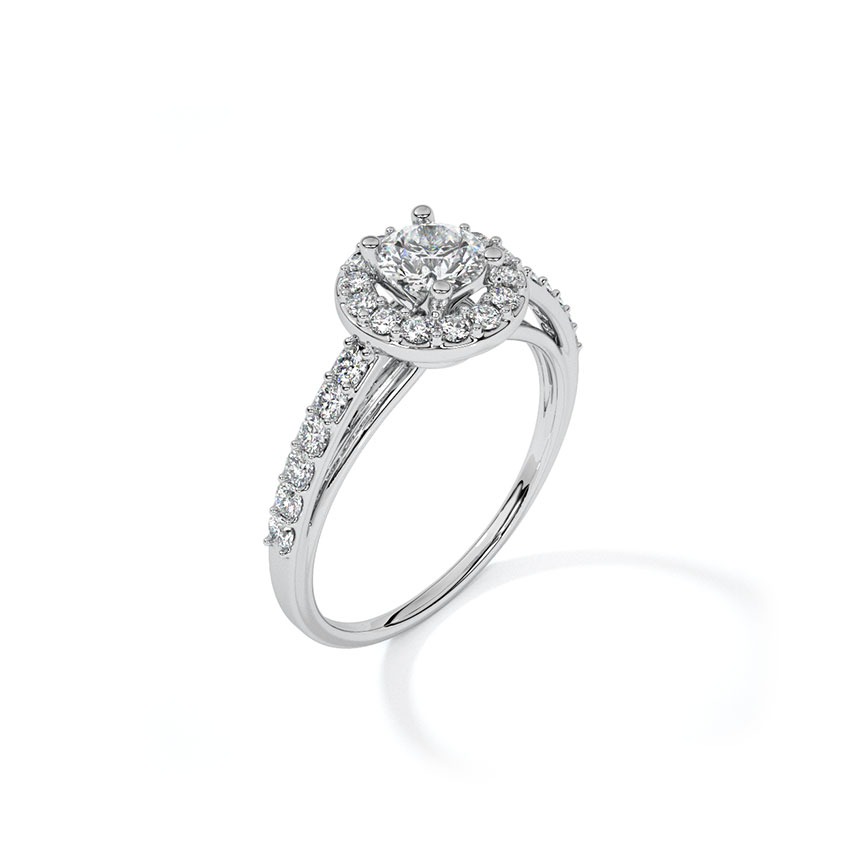 Round Halo Solitaire Ring