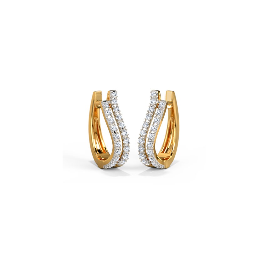 Wave Diamond Hoop Earrings