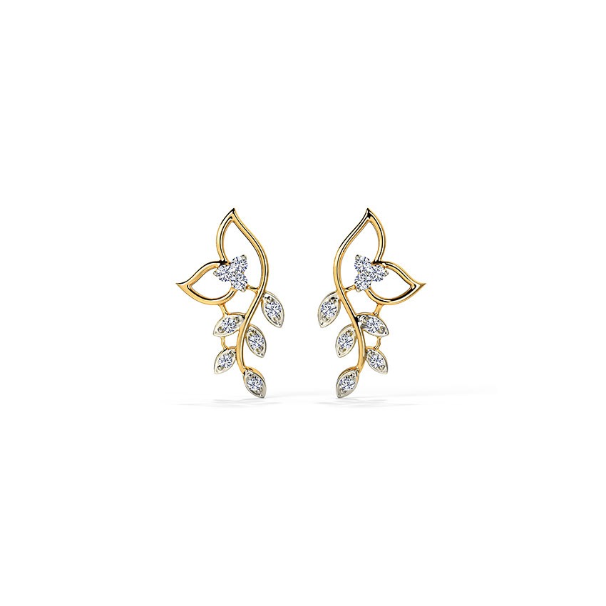 Classic Leaves Diamond Stud Earrings