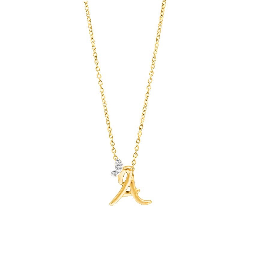 Leafy Alphabet A Diamond Necklace