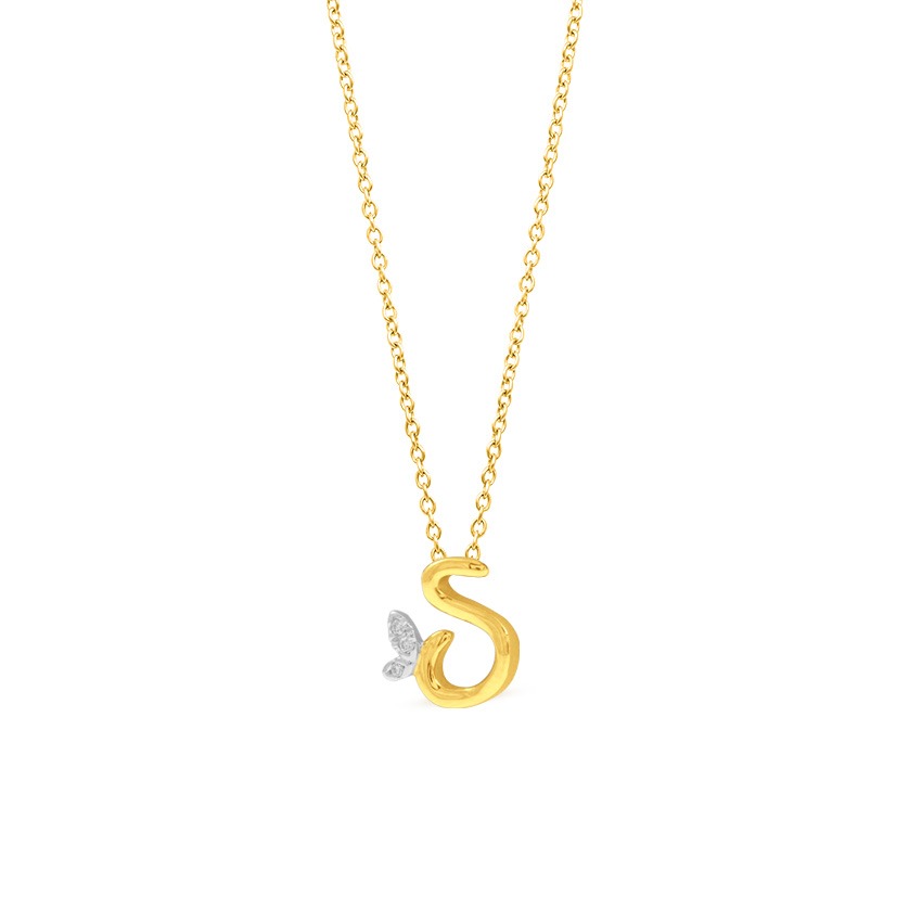 Leafy Alphabet S Diamond Necklace