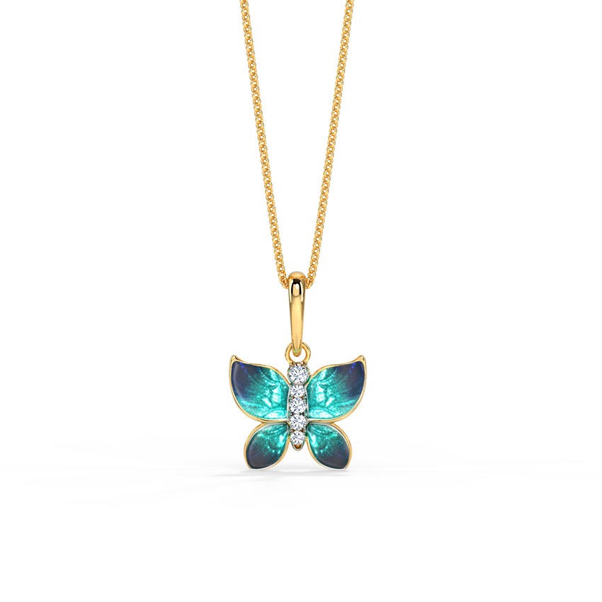 Hover Blue Butterfly Diamond Pendant